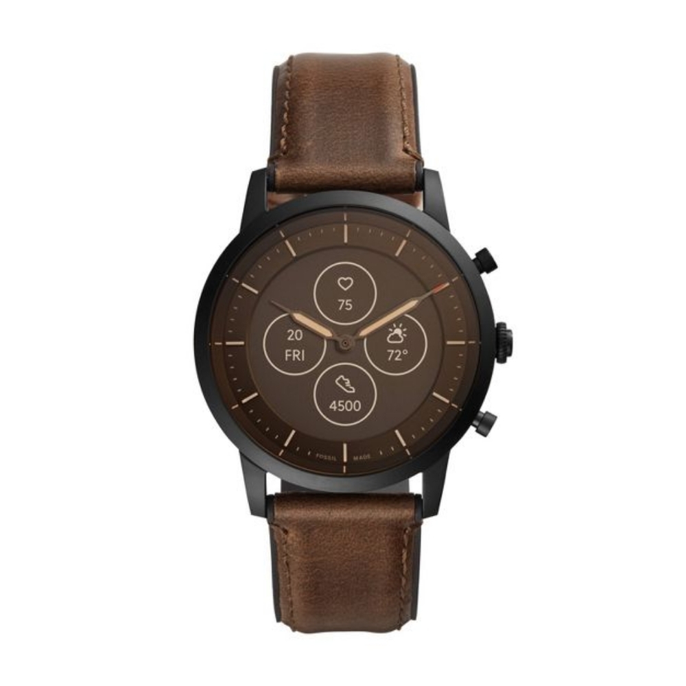 Fossil Hybrid Smartwatch HR Collider 42mm Black with Dark Brown Leather